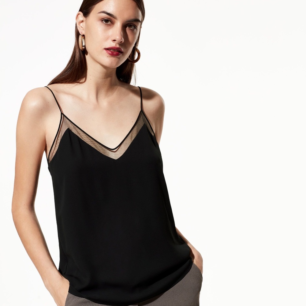 Babaton Galen Mesh Cami Slip Top black XXS 2XS NWT New With Tags!